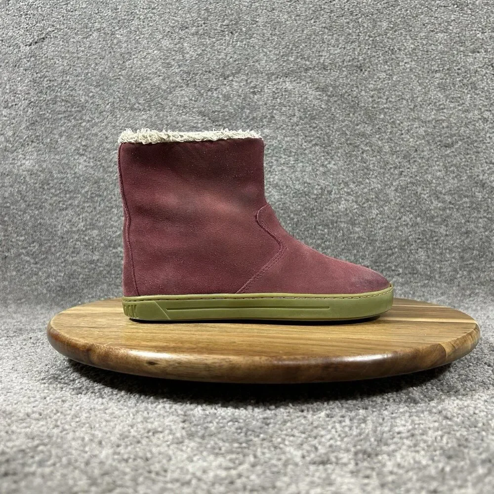 Birkenstock Lille Kids Size 13 N Red Suede Fleece Lined Zip Up Winter Boots Used